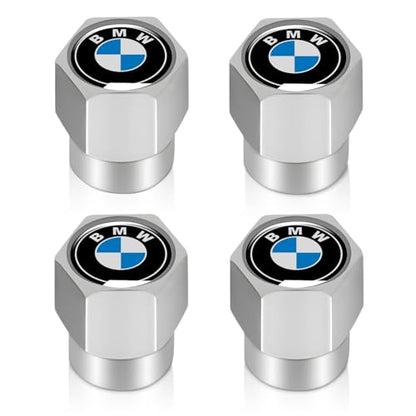 Tire Valve Stem Caps Cover for BMW X1 X3 M3 M5 X1 X5 X6 Z4 3 5 7 Series Metal Wheel Air caps Auto Valve Stem Caps Accessories 4 Pack Silver - color: Silver-03