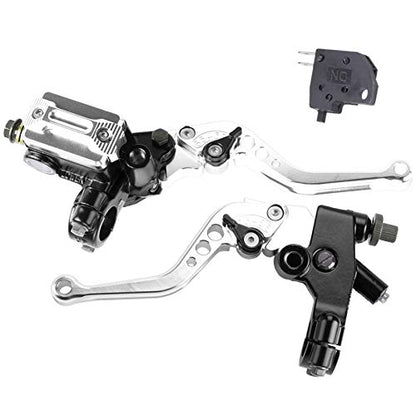 Universal Motorcycle 7/8" 22mm Handlebar Brake Master Cylinder Clutch Lever CNC Left & Right Set Compatible with Harley Honda Kawasaki Suzuki Yamaha（ Piston Diameter 12.7mm(Silver) - color: Silver