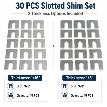 30Pcs Auto Body Alignment Shims Kit – 1/16 Inch and 1/8 Inch Thick Fender Shims with 3/8 Inch Slot – Universal Automotive Alignment Spacers for Car Truck SUV Body Panel Door Hood Gap Adjustment