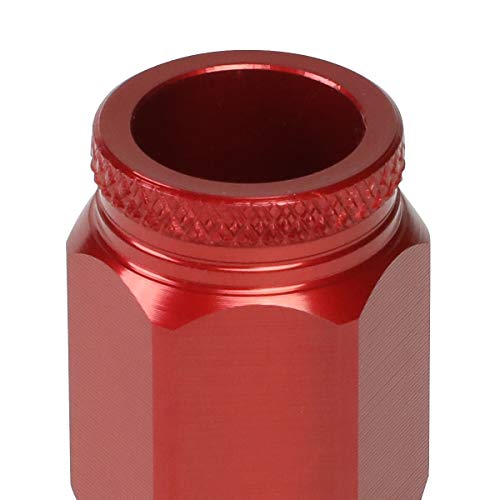 J2 Engineering 16Pcs 7075 Aluminum Open End M12 x 1.25 Lug Nuts w/4Pcs Lock Nuts & Key, Red, Fit Conical Seat, LN-T7-002-125-RD