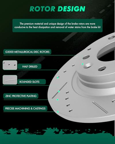 SCITOO Rear Brake Kits Drill & Slotted Brakes Rotor Brakes Pads:31325;D1161 - size: Rear 31325 + D1161 [2+4PCS]