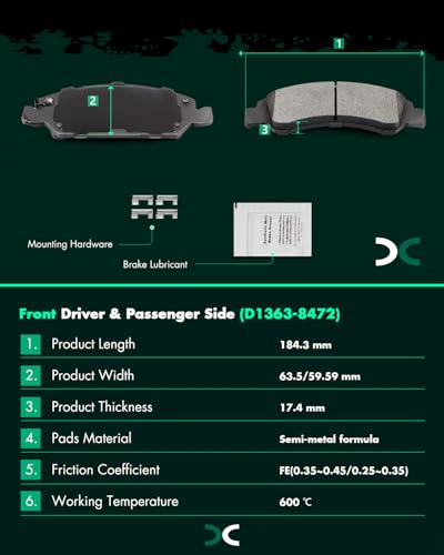 SCITOO Brake Kits Front Rear Brake Rotors Brake Pad:55097;55133;D1363;D1707 - size: 55097+D1363 & 55133+D1707 [4+8PCS]