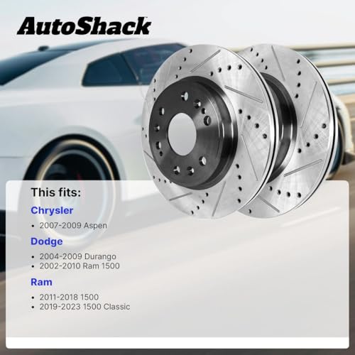 AutoShack Front & Rear Drilled & Slotted E-Coated Brake Rotors, 4pcs - style: SHADOW GUARD