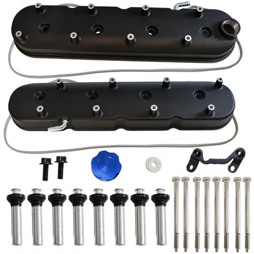 MITZONE Engine Valve Covers Compatible with Aluminum Tall Valve Covers w/Coil Mounts Fits for LS1 LS2 LS3 LS6 and LS7 72mm Bolt Spacing Black 241-112 GM LS