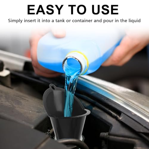 Long-Neck Oil Funnel for Automotive – Multi-Function Plastic Funnel for Oil, Gas & Lubricants – Universal Car Accessory (Black (1-Pack)) - color: Black (1-Pack)