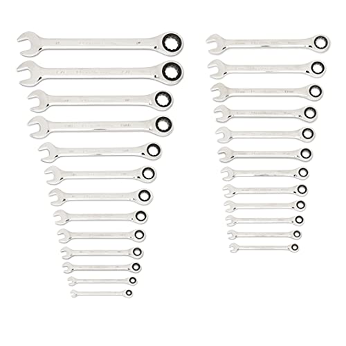 GEARWRENCH 25 Pc. Combination Ratcheting Wrench Set, SAE/MM - 86700 - size: 30 PC