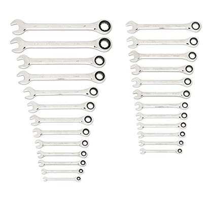 GEARWRENCH 25 Pc. Combination Ratcheting Wrench Set, SAE/MM - 86700 - size: 30 PC