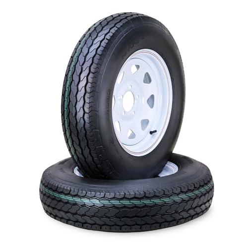 Free Country Trailer Tire Wheel ST205/75D15 6-Ply 101L 5X5 White Spoke Pk2 - size: ST205/75D15 /5X5