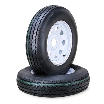 Free Country Trailer Tire Wheel ST205/75D15 6-Ply 101L 5X5 White Spoke Pk2 - size: ST205/75D15 /5X5