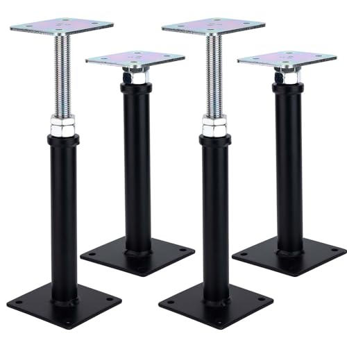 4팩 조절 플로어 잭 포스트 플로어 잭 리프트 지지대, 24.1-33.5cm(9.5-13.5인치) 조절 가능한 하우스 잭, 조정 지지대, 리프트 지지대, 미니 스크류 잭, 바닥 스트레이트너, 레벨 지지대 - size: AR 9.5-13.5