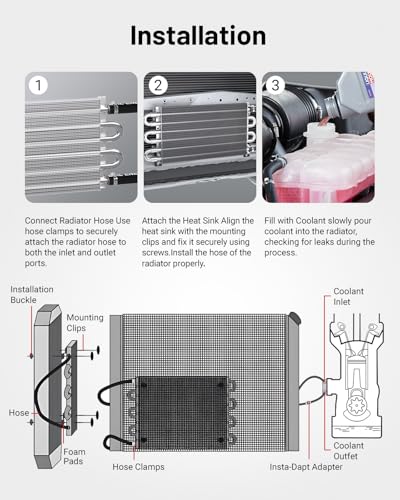EVIL ENERGY 5/16" Transmission Oil Cooler, 8 Pass Tube and Fin Cooler Kit Universal Aluminium Silver - color: Silver, size: 8 Pass
