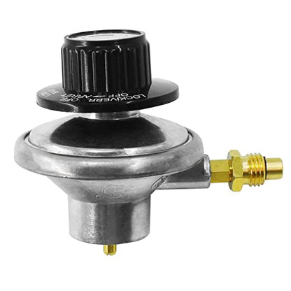 MENSI Low Pressure 1 LB Propane Adjustable Regulator with M12X1.5 Male Adaptor Nozzle for Camping Grill - color: silver
