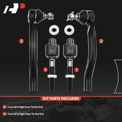 A-Premium Front Inner & Outer Tie Rod End Kit Fix Uneven Tire Wear