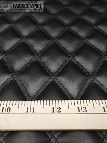 Vinyl Quilted Foam Fabric with 3/8" Foam Backing Upholstery / 52" Wide/Sold by The Yard/FABRIC EMPIRE (Marine Grade Black, Double Stitched Diamond 2" x 3") - color: Marine Grade Black, size: Double Stitch Diamond
