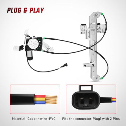 Nilight Power Window Regulator/Motor for Chevy Tahoe 2002-2006 Rear Right - size: 748-229, style: Rear Passenger