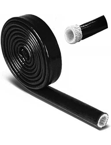 Heat Shield Fire Sleeve Silicone Coated Fiberglass 3/8" ID x 5FT for Automotive Hose Lines Wires& Electrical Wiring (Black) - color: Black, size: 3/8" ID x5FT
