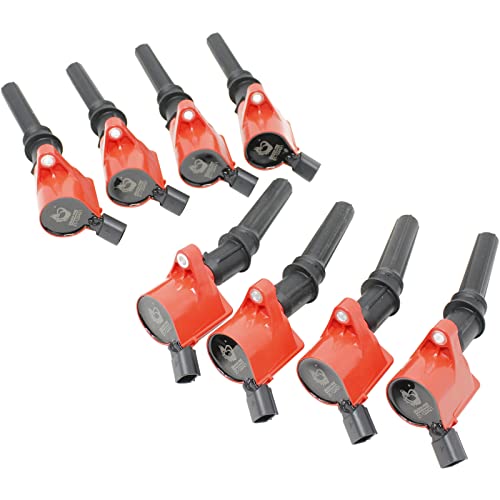 DRAGON FIRE PERFORMANCE Power Pack 8pc IRIDIUM Spark Plug Set & Ignition Coils Compatible with Ford E150 F150 F250 Explorer Expedition Excursion 5.4L V8 DG508 DG457 DG472 DG491 SP479 Oem Fit Kit-1521