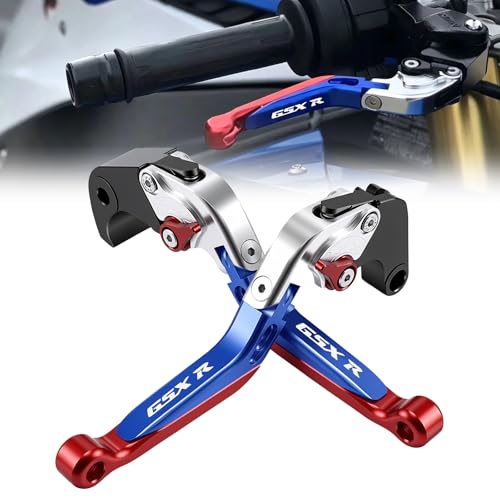 Brake Clutch Lever Set for Suzuki GSX‑R,Adjustable Levers(Red+Blue) - color: Red+Blue