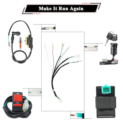 Rebuild Kick Start Dirt Pit Bike Wire Harness Wiring Loom Kit - color: Orange A7TC Spark Plug