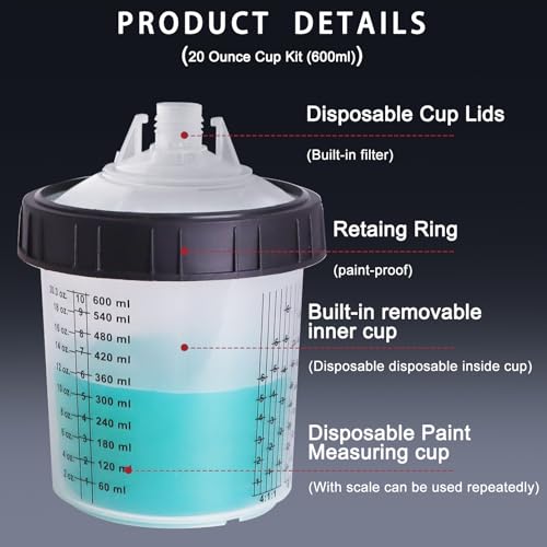 10pcs Disposable Paint Mixing Cup 20 Ounce (600ml) Kit,Paint Sprayer Cups