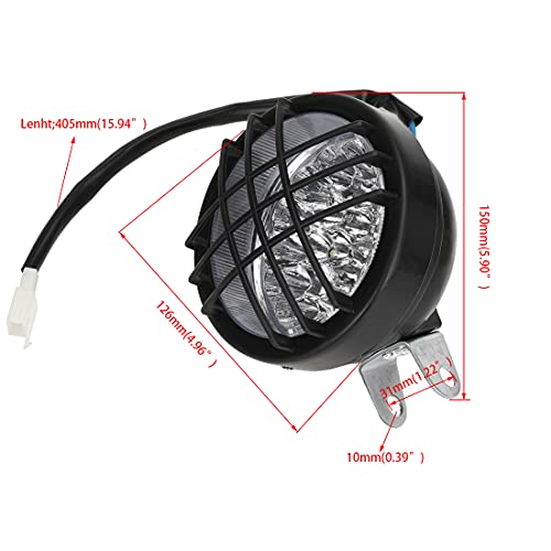 FVRITO 12V LED Front Head Light Lamp for 110cc 125cc 150cc 200cc 250cc TaoTao Coolster Roketa Yamoto Vitacci JCL Kazuma Peace RPS ICEbear Apollo Sej BULL KXD FARM Sunl Kandi ATV Quad 4 Wheeler Go Kart