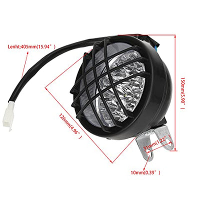 FVRITO 12V LED Front Head Light Lamp for 110cc 125cc 150cc 200cc 250cc TaoTao Coolster Roketa Yamoto Vitacci JCL Kazuma Peace RPS ICEbear Apollo Sej BULL KXD FARM Sunl Kandi ATV Quad 4 Wheeler Go Kart