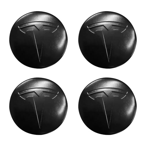 4 Pack Aluminum Waterproof Wheel Cover Center Emblem Sticker for Tesla Model 3 Model Y 56mm Hubcaps Wheel Rim Cover (Matte Black) - color: Matte Black
