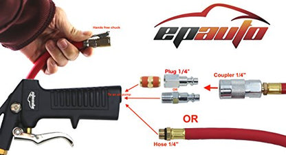 EPAuto Heavy Duty 120 PSI Tire Inflator Gauge w/Hose & Quick Connect Plug