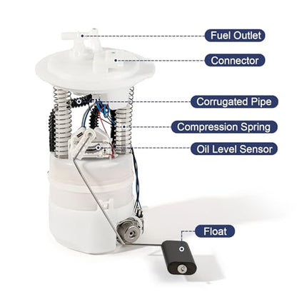 Electric Fuel Pump Module Assembly Compatible with 2003-2014 Nissan Murano V6 3.5L GAS 2 Tube Ports Left Side Replace E8536M P76359M 170401AA0A VANBOL0158 with Sending Unit O-ring
