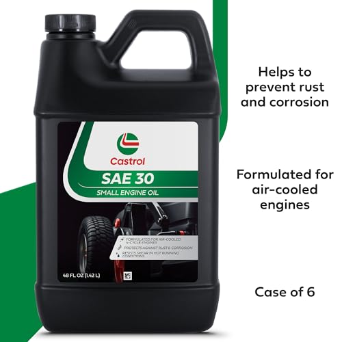 Castrol SAE 30 Small Engine Oil For 4-Cycle Engines – Protects Against Rust & Corrosion – Formulated For Air-Cooled Engines (Pack of 6 (48 oz Bottles)) - size: Pack of 6 (48 oz Bottles)