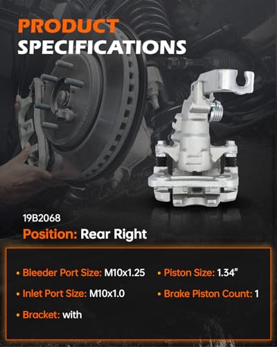 GAHA Rear Right Brake Caliper Assembly w/Bracket 19B2068 - size: 19B2068