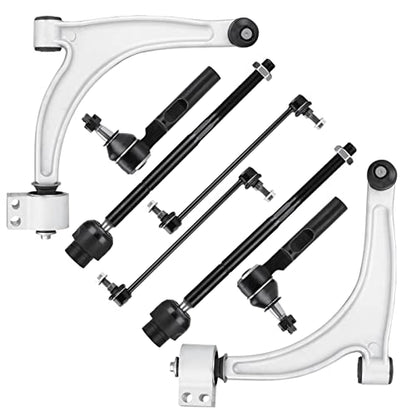 Front Lower Control Arm with Ball Joint Assembly for Chevy Malibu 2005-2012, for Pontiac G6 05-10, for Saturn Aura 07-09, Sway Bars Link Inner Outer Tie Rods Ends Suspension Kit K620180 K620179 8PCS