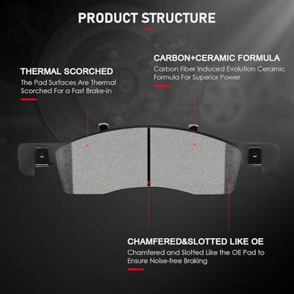 cciyu D934 Brake Pads w/Hardware Front Disc Brake Pad Set - size: Front[D934]