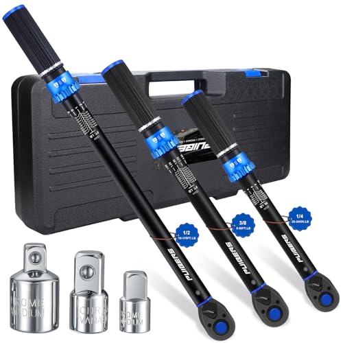 Torque Wrench Set 1/2 3/8 1/4 inch Drive Click, 3Pcs Torque Wrenches 10-170 FT.LB,5-50FT.LB,20-240IN.LB, Inch pound Torque Wrench with 3 Pcs Adapter for Bike,Car, Truck,Tractor - size: 1/4" & 3/8" & 1/2" 1.67-20/5-50/10-170 FT.LB
