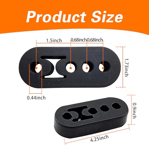 2 PCS 4 Holes Exhaust Rubber Hanger, Adjustable Exhaust Pipe Support Bracket, High-density Muffler Exhaust Hanger, Universal Bushing Muffler Insulator Shock Absorbent Mount Bracket (Black)