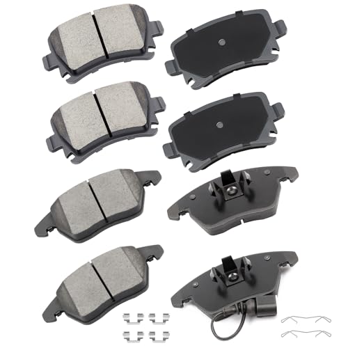 cciyu D1107 D1108 Brake Pads w/Hardware Front Rear Disc Brake Pad Set - size: Front[D1107] + Rear[D1108]