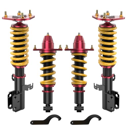 KUIPERAUTO Lowering Coilovers Struts Compatible for 2005-2010 Scion TC Front & Rear Shocks Adjustable Height Suspension Coil Spring Strut (Set of 4)(Yellow) - size: 2005-2010 Scion TC