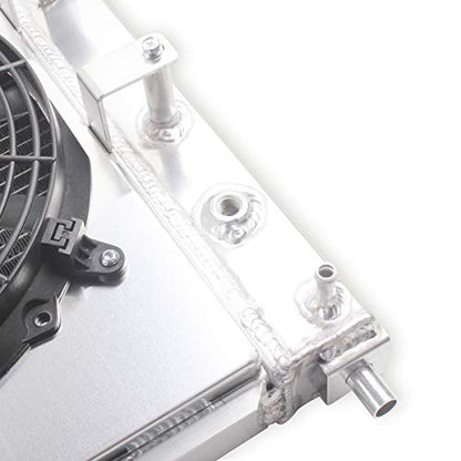3 Row Core Full Aluminum Radiator Fan Shroud(2X12 Inches Dia.) Cover 1997-2004 for Fo r d Mu s tang GT/SVT V8 4.6 L MT/AT Aluminum Radiator - size: 84