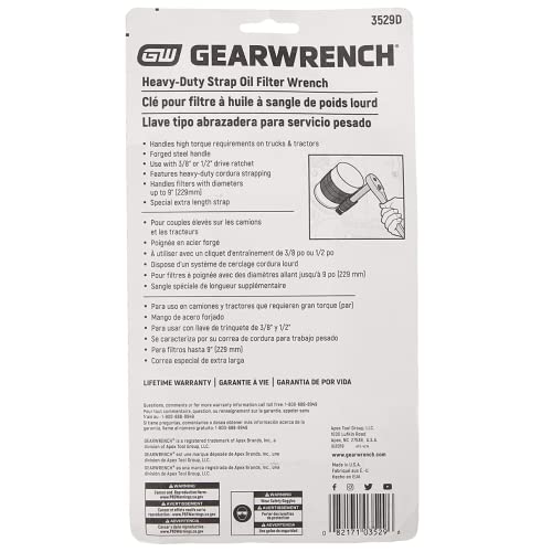 GEARWRENCH Heavy-Duty Oil Filter Strap Wrench | 3/8" & 1/2" Drive | 3529D - style: HD Strap Wrench