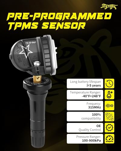 Oktiger 315MHz TPMS Sensor Pre-Programmed Fit for Gmc Terrain 2010-2020, Sierra 1500 2007-2016, Acadia 2007-2016, Yukon 2007-2020, Canyon, for Cadillac Escalade 2007-2020, XTS 2013-2019, OE#13598771