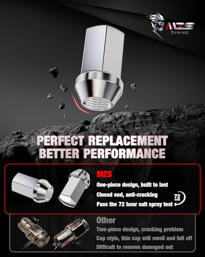 MZS M14x1.5 Lug Nuts for Wrangler Gladiator Grand Cherokee Ram Chrome 20PC - size: M14X1.5-Wrangler Durango