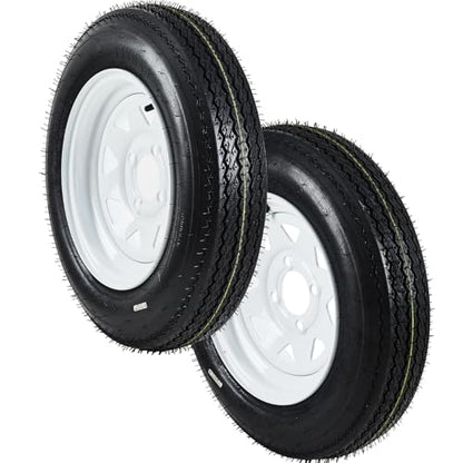 Garvee 2-Pack 4.80-12 Trailer Tires on 12” White Rims, 4 Lug on 4” Bolt Pattern, Load Range C 6PR, 990 lbs, Bias Ply Pre-Mounted for Utility/Boat/Camper Trailers - size: 4.80-12, style: 4 Lug