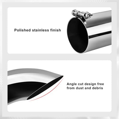 Mupera Universal 3.5 Inch Turn Down Exhaust Tip, 3.5" Outlet, 12" Long - size: 3.5" Inlet 3.5" Outlet 12" Length Silver