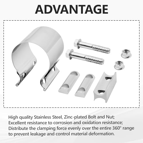 2''Exhaust Clamp Butt Joint Exhaust Seal Band Clamp Sleeve Coupler - size: 2 Inch