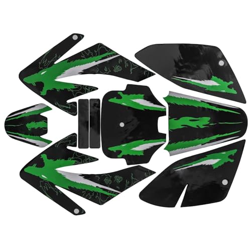 CRF70 Graphics Kit for 70cc–160cc Dirt Bikes – 9-Piece Set – Durable Plastic Decals for Thumpstar, Pitpro, Atomik, TaoTao, SSR, and More (Green) - color: Green