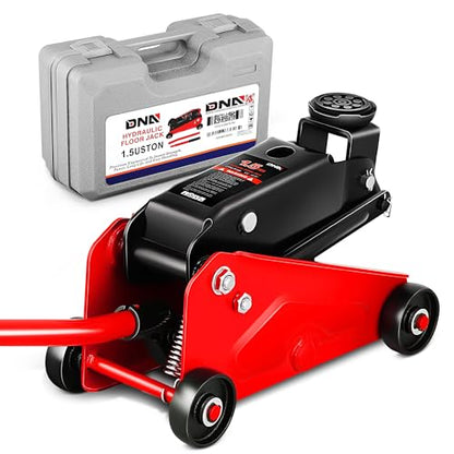 DNA Motoring Low Profile Hydraulic Trolley Service/Floor Jack, 1.5 Ton (3000 lbs) Capacity, Lifting Range 5.5"-15.35",Red, TOOLS-00675-RD - color: Red, style: 1.5 ton