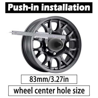 4Pcs 3.27" OD 4.53" H Pointed Top Trailer Wheel Center Caps for Rim - color: Matt Black, size: 3.27" OD 4.53" H