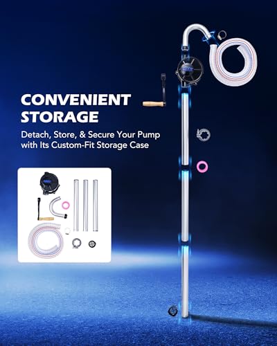 OMT 55 Gallon Drum Pump, Fuel Transfer Pump for 15 to 55 Gallon Drums - color: Black Rotary Action Aluminum Pump