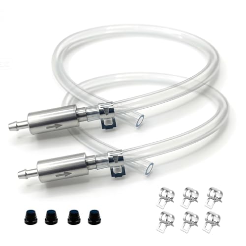 Brake Bleeder Hose with One-Way Check Valve – Universal Motorcycle & Car Brake Fluid Bleeding Kit, Anti-Backflow Soft Tube with Screw Caps & Spring Clamps for Hydraulic Clutch System(2pcs)