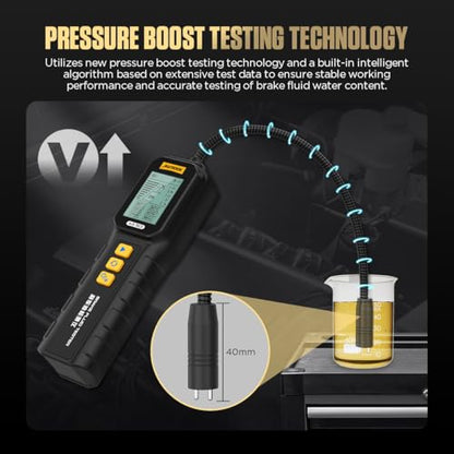 Brake Fluid Tester, Professional Automotive Brake Fluid Water Content Detector with 1.8" HD Backlit Display, Compatible with DOT3/DOT4/DOT5/DOT5.1/ENV4/ENV6
